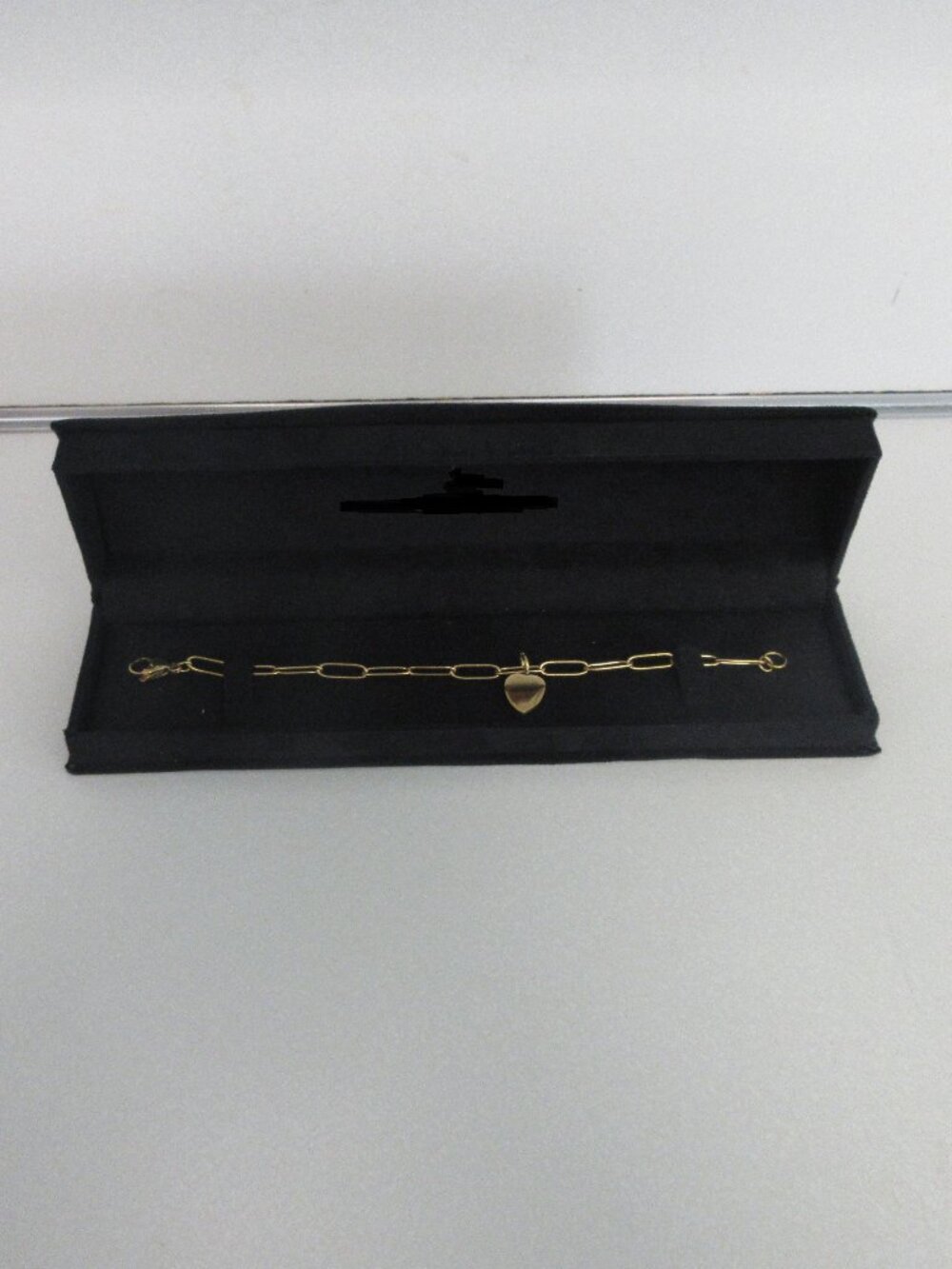 14K Gold Plated Paperclip Chain Heart Charm Bracelet